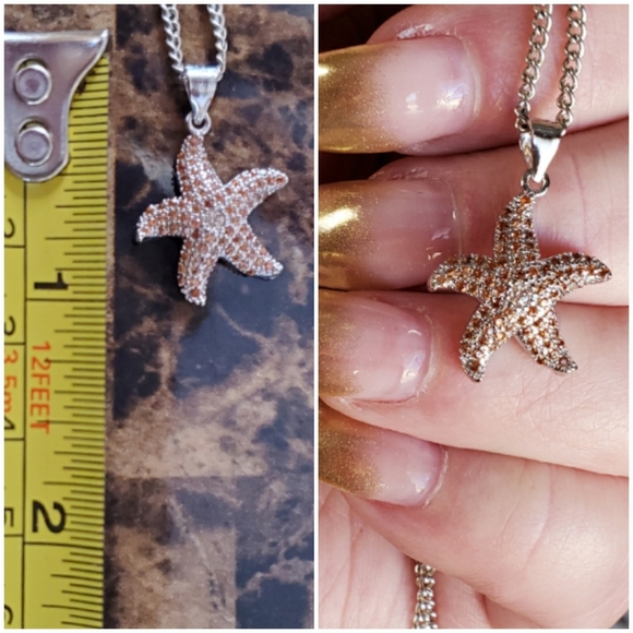 Genuin Golden Papadashra Sapphire Starfish Pendant - Picture 5 of 5